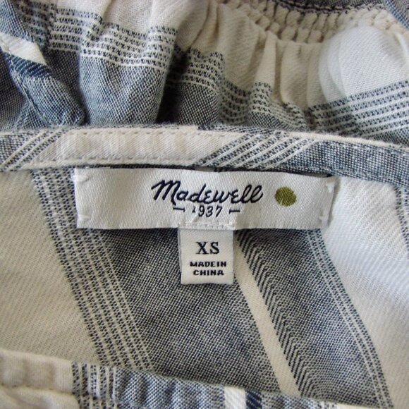 Madewell Yucatan Striped Romper Shorts Sleeveless Summer Blue White Size XS - Picture 4 of 12